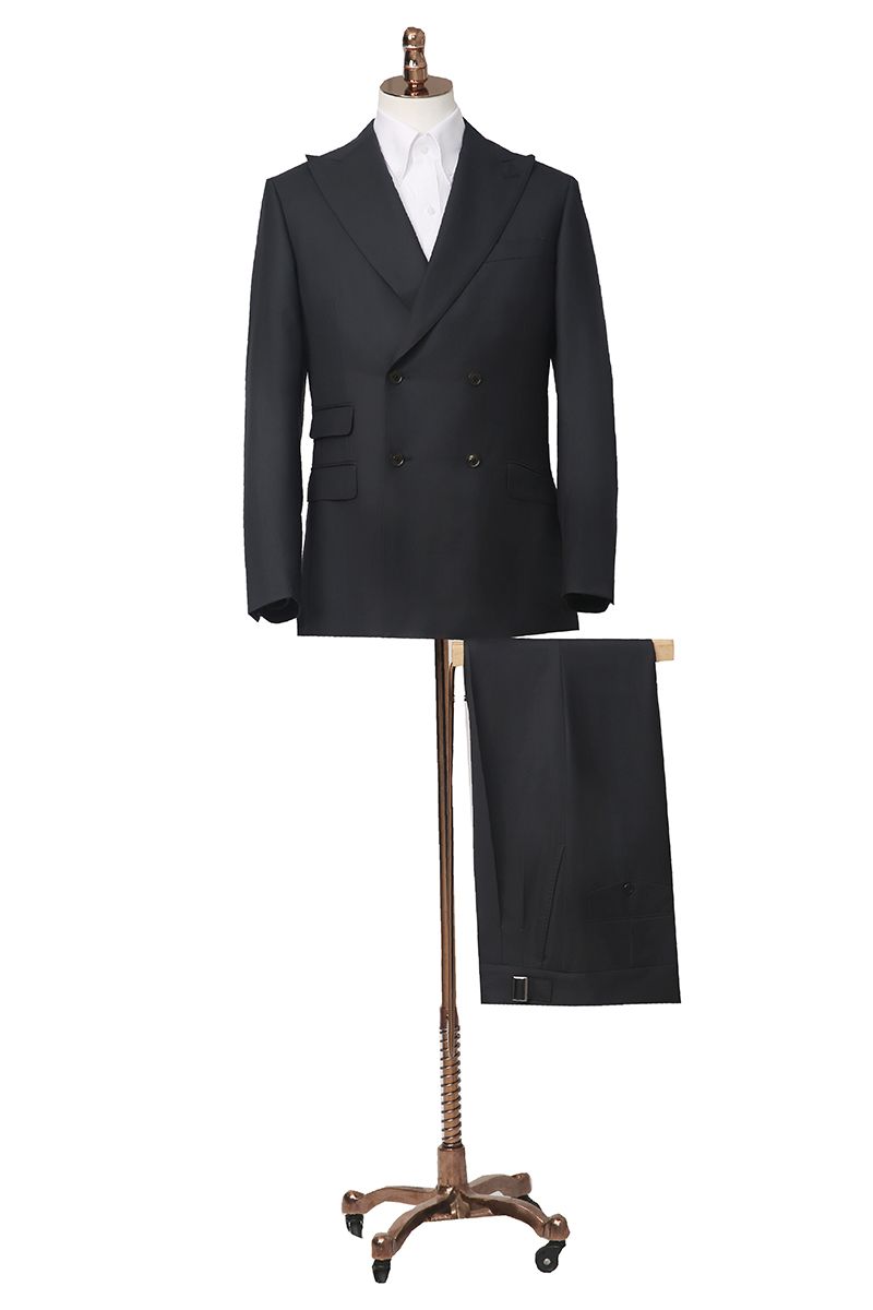 The Double-Breasted Suit in grayish green wool