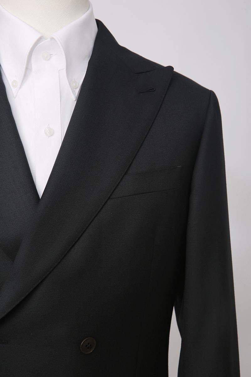 The Double-Breasted Suit in grayish green wool