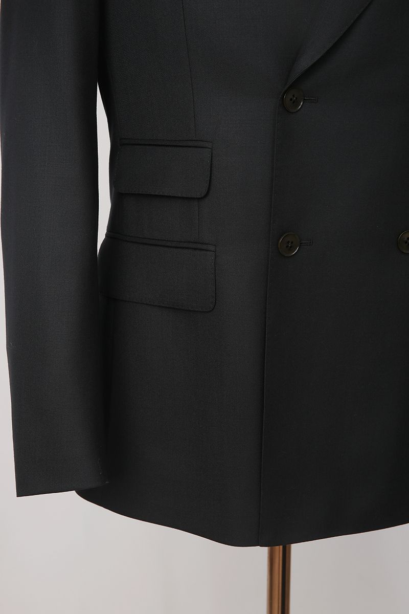 The Double-Breasted Suit in grayish green wool