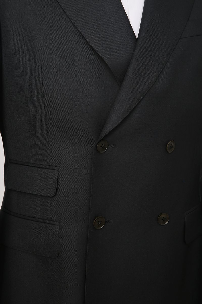 The Double-Breasted Suit in grayish green wool