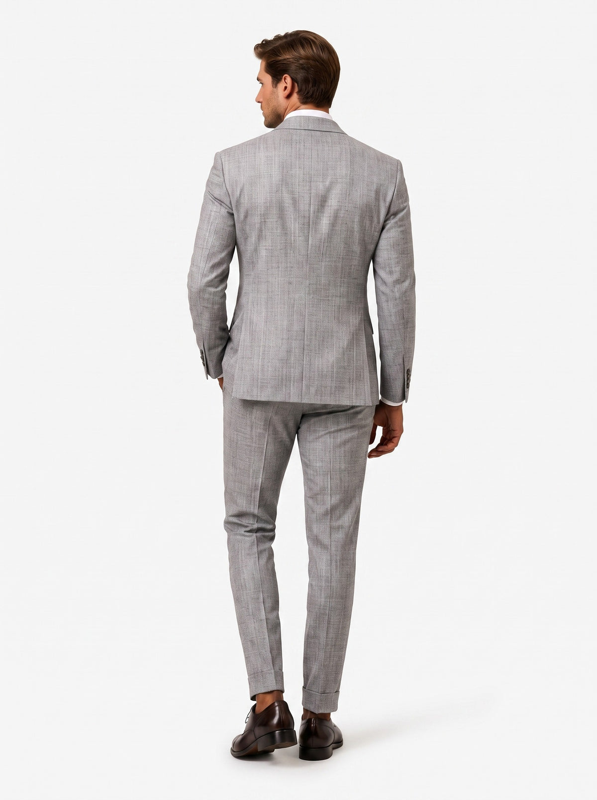 Elite Wool Light Grey custom suit - back