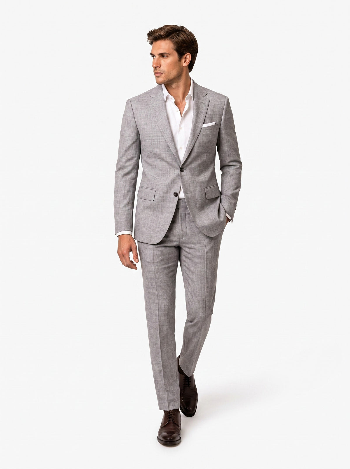 Elite Wool Light Grey custom suit - front