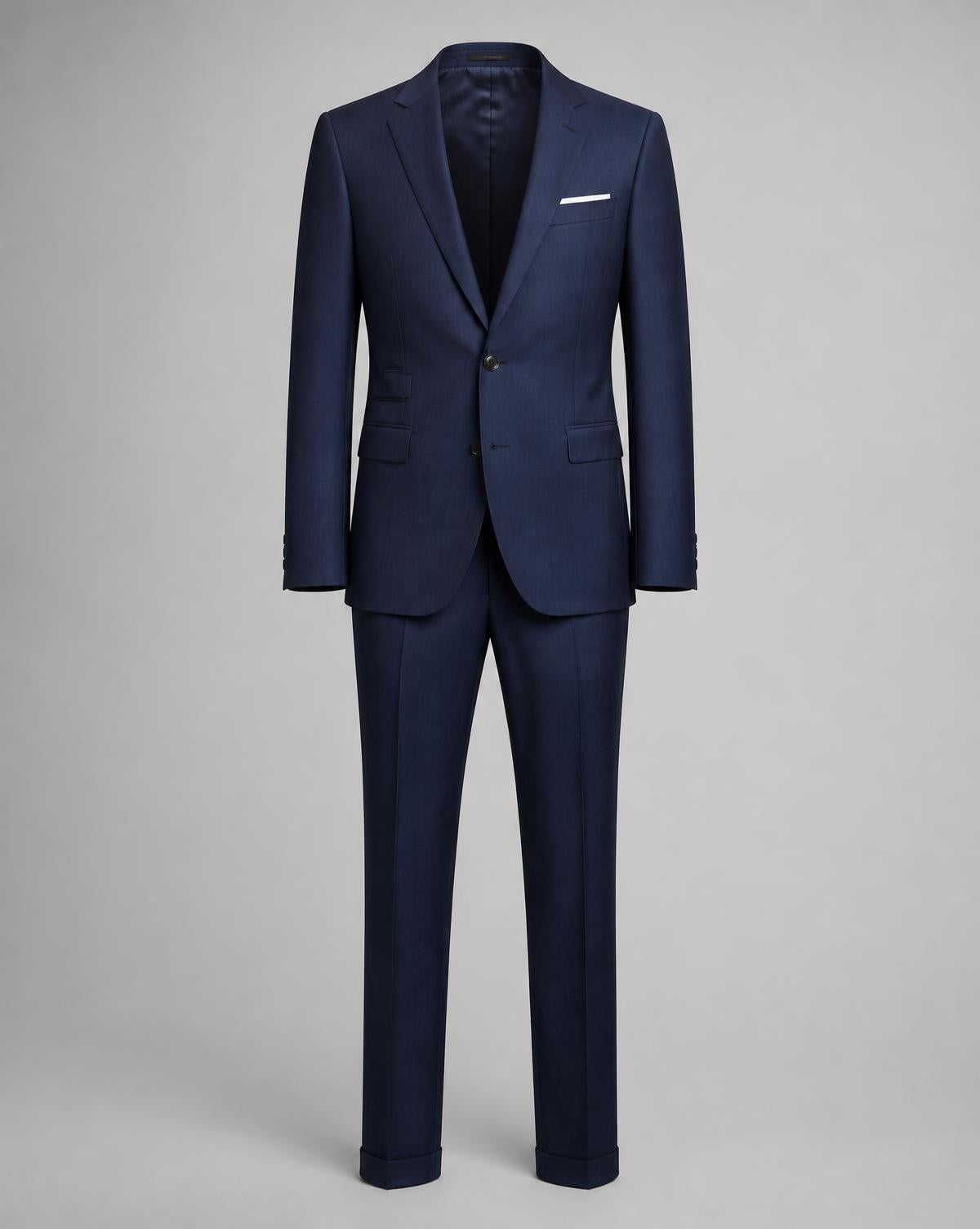 Navy tailored suit front view